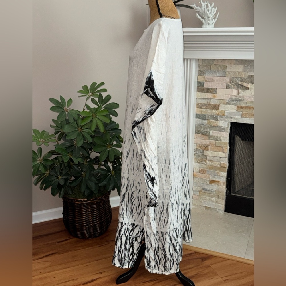 Hyena Brand BoHo tie dye Oversized rayon Cottagecore maxi woven Kaftan Dress M/L - Picture 8 of 11